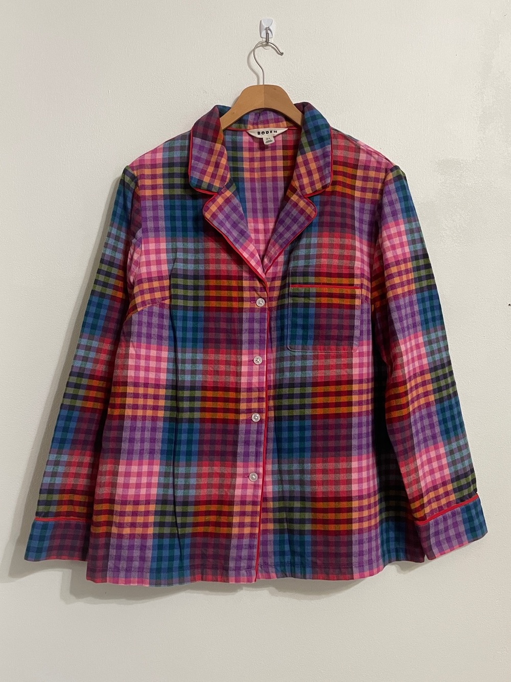 Boden Plaid Brushed Cotton Flannel Button-Front Pajama Shirt